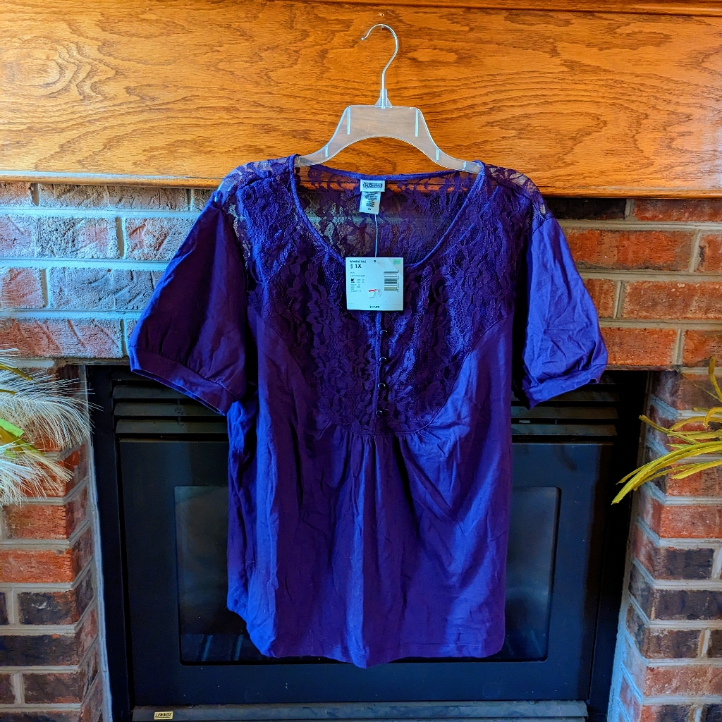 Route 66 Brand New With Tags Purple Lacy Top Plus Size 1x
